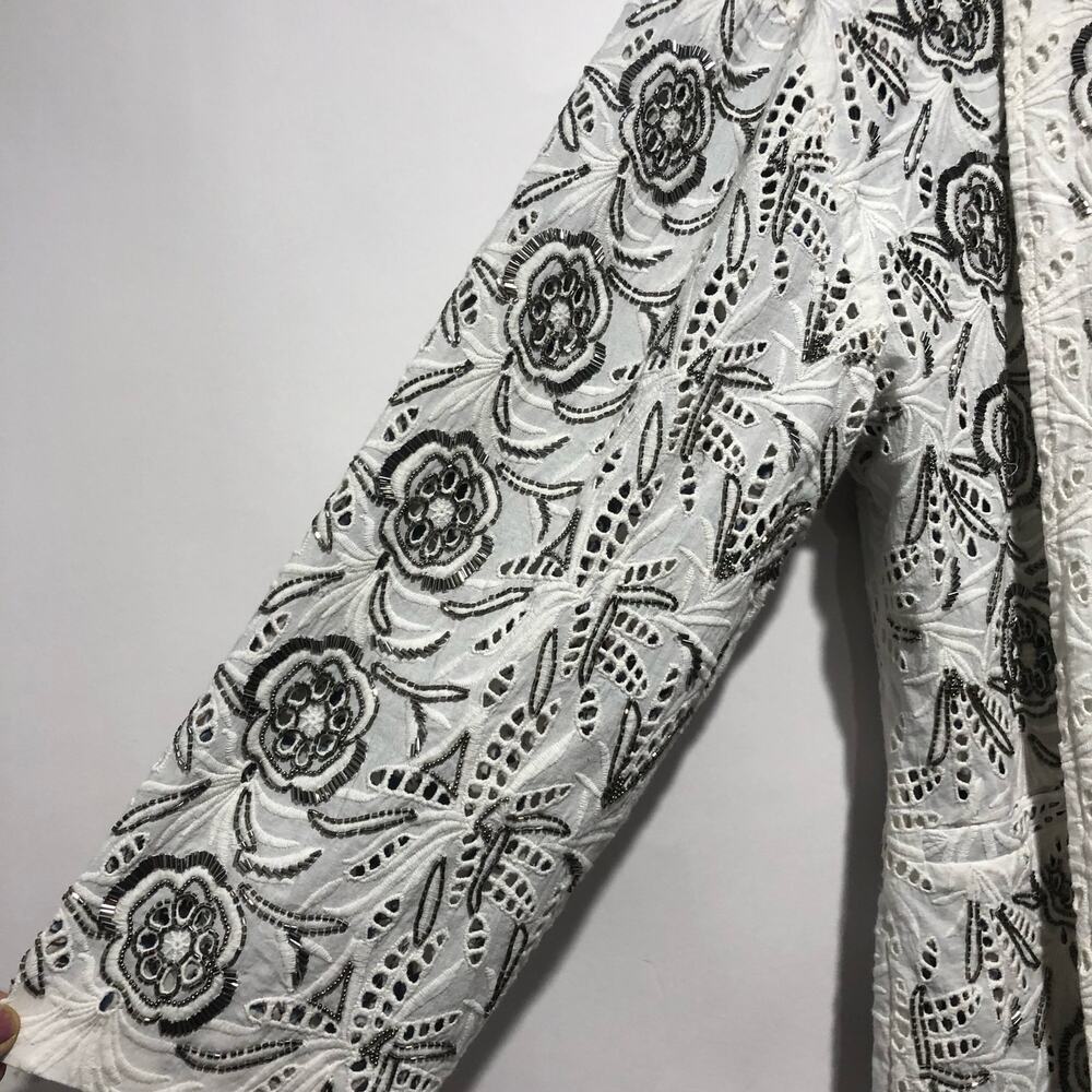 Free People Womens Venus Eyelet Lace Jacket White / Black Size M $528 - Picture 5 of 11